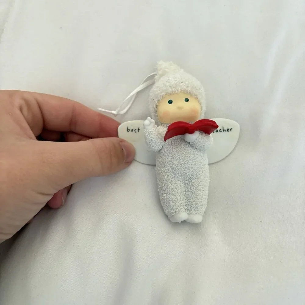 Department 56 Snow Baby Ornament Angel Best Teacher Book Enesco‎ 2010 White